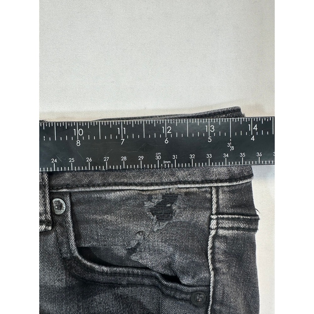 American Eagle Super Stretch Distressed Black Denim Shorts Womens Size 4 Frayed - Picture 3 of 14